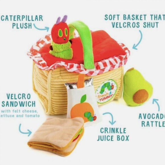 The Very Hungry Caterpillar Eric Carle Plush Picnic Basket + Christmas Book Set - Picture 13 of 13
